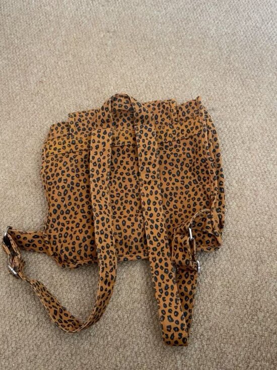 Baggu Leopard Print Canvas Mini Backpack Flap Drawstring Shoulder Bag main image 5